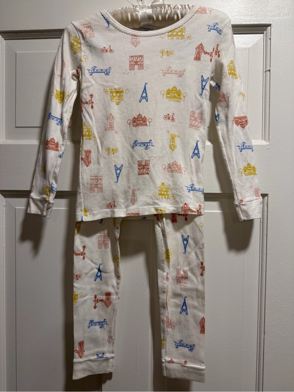 NWOT Petit Bateau Travel-Print Long Sleeve Pajama Set